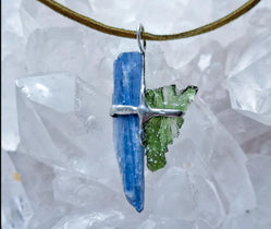 Moldavite and mineral pendant from the Cosmic Pairings collection