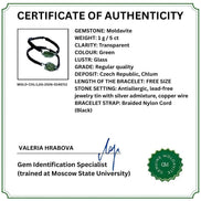 Authentic Moldavite Braided Cord Bracelet, Chlum, 1g