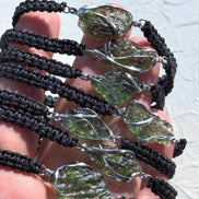 Authentic Moldavite Braided Cord Bracelet, Chlum, 1g