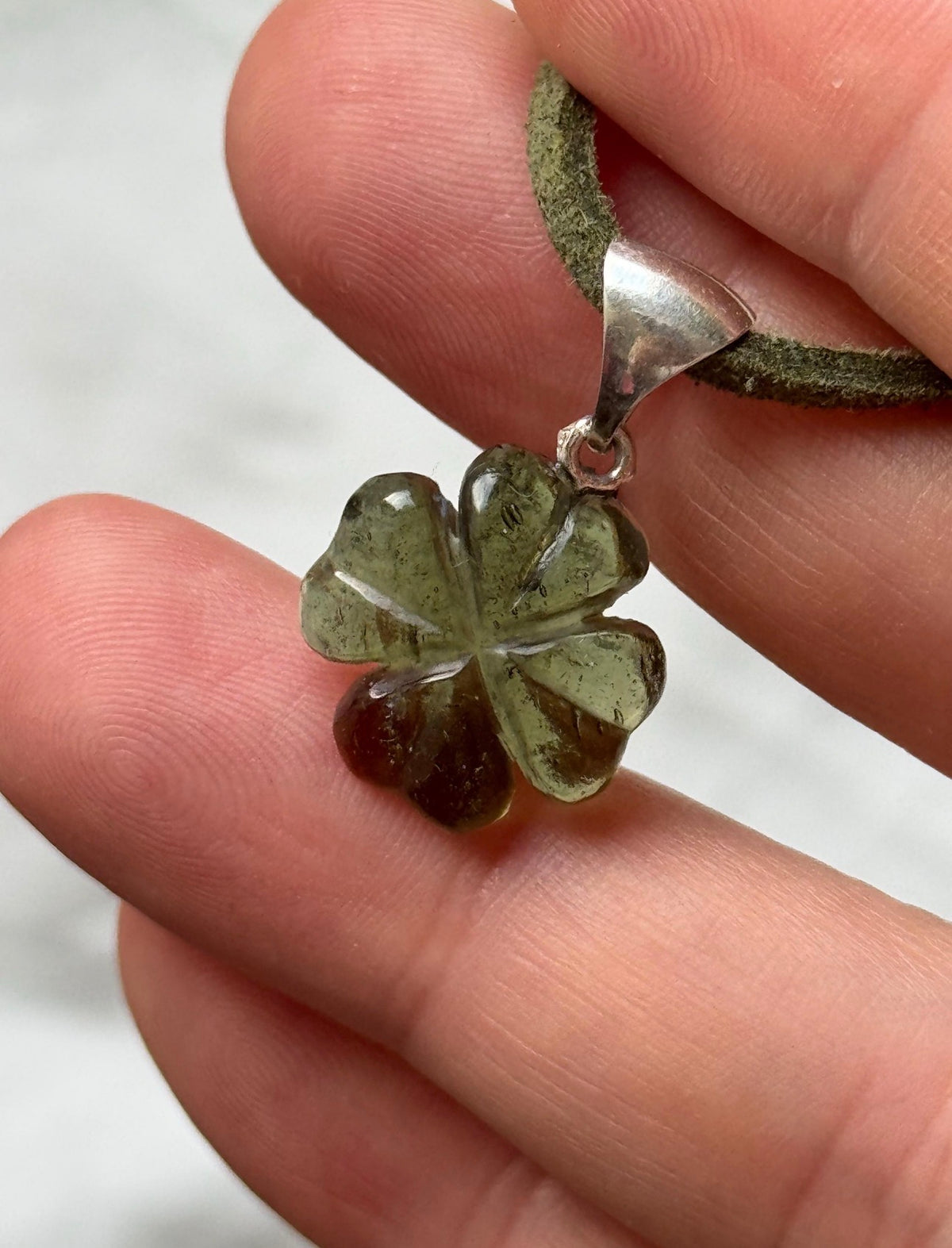 Carved Moldavite Pendant, 1.5g, Chlum