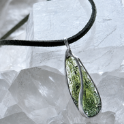 moldavite pendant featuring a 2.8 g from Nesměň, hand-set in a lead-free tin alloy