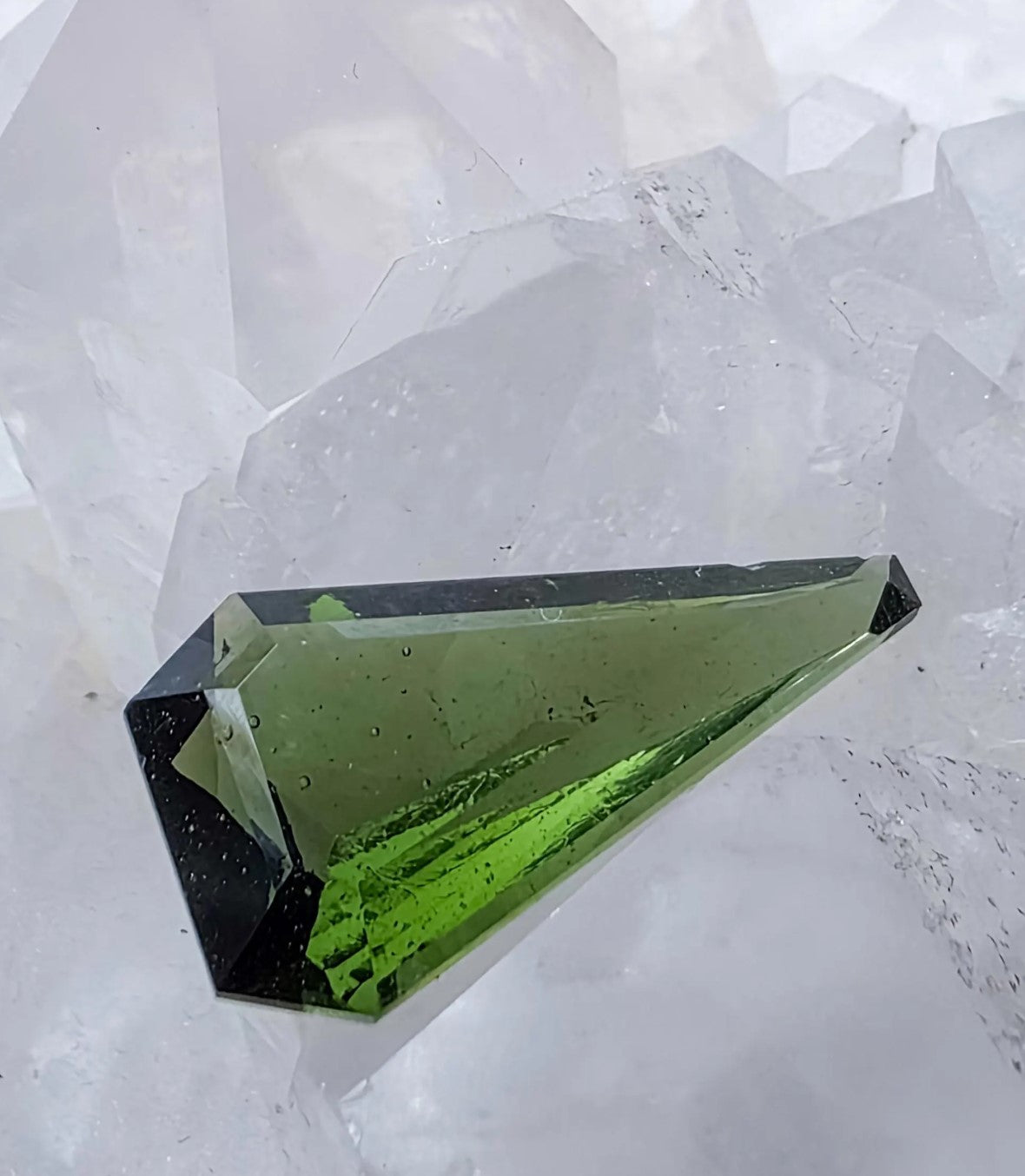 Faceted 1.22g Moldavite from Slavče, Czech Republic