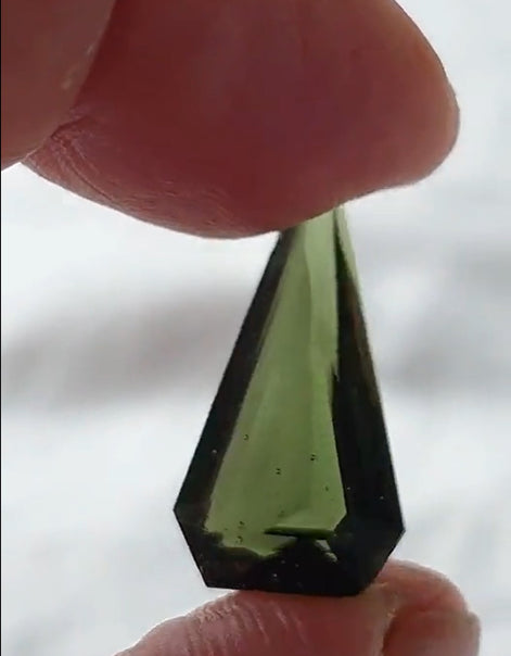Faceted 1.22g Moldavite from Slavče, Czech Republic