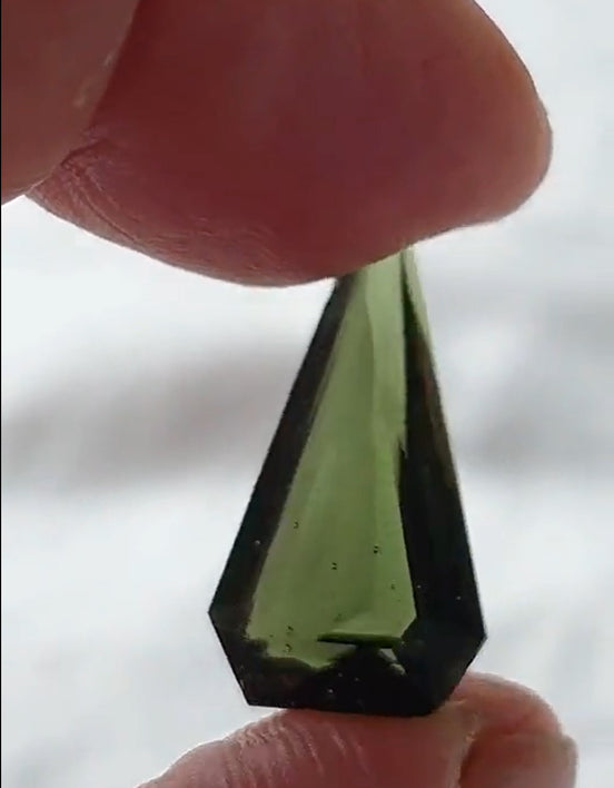 Faceted 1.22g Moldavite from Slavče, Czech Republic