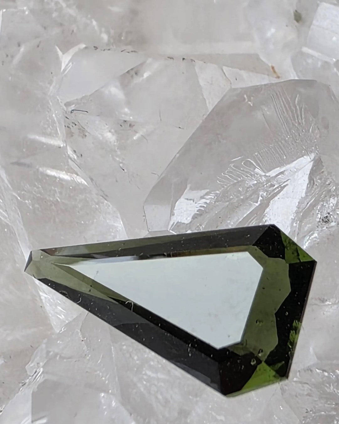 Faceted 1.22g Moldavite from Slavče, Czech Republic