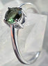 Faceted Moldavite ring from Chlum, set in sterling silver 925, US size 10