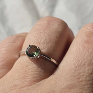   Faceted Moldavite ring from Chlum, set in sterling silver 925, US size 10