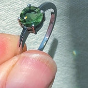   Faceted Moldavite ring from Chlum, set in sterling silver 925, US size 10