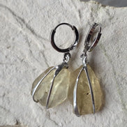 Libyan Desert Glass earrings from the Great Sand Sea with rhodium-plated hooks