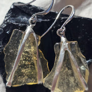 Libyan Desert Glass earrings from the Great Sand Sea with rhodium-plated hooks