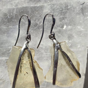 Libyan Desert Glass earrings from the Great Sand Sea with rhodium-plated hooks