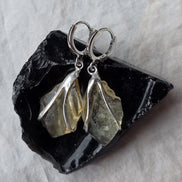 Libyan Desert Glass earrings from the Great Sand Sea with rhodium-plated hooks