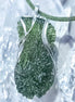 Raw Large Moldavite pendant from Nesměň in a lead-free tin setting