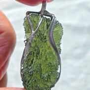 Raw 8.05g Moldavite pendant from Nesměň in a lead-free tin setting