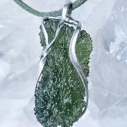 Raw 8.05g Moldavite pendant from Nesměň in a lead-free tin setting