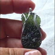 Raw 8.05g Moldavite pendant from Nesměň in a lead-free tin setting