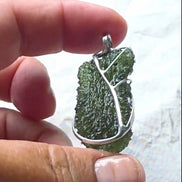 Raw 8.05g Moldavite pendant from Nesměň in a lead-free tin setting