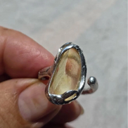 Adjustable ring with 1.2g translucent yellow Libyan Desert Glass from the Great Sand Sea, set in lead-free tin with silver content.