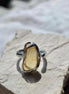 Adjustable ring with 1.2g translucent yellow Libyan Desert Glass from the Great Sand Sea, set in lead-free tin with silver content.