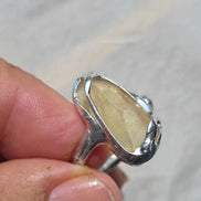 Adjustable ring with 1.2g translucent yellow Libyan Desert Glass from the Great Sand Sea, set in lead-free tin with silver content.
