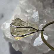 Libyan Desert Glass pendant with a genuine 3.0 g natural Libyan Desert Glass from the Great Sand Sea in a lead-free tin setting.