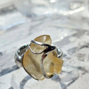 Adjustable Libyan Desert Glass ring, 3.3g, in a lead-free tin setting