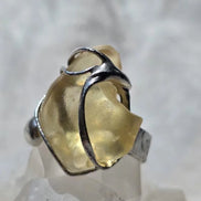 Adjustable Libyan Desert Glass ring, 3.3g, in a lead-free tin setting