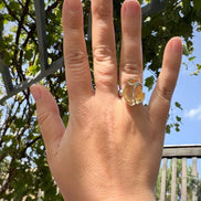 Adjustable Libyan Desert Glass ring, 3.3g, in a lead-free tin setting