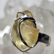 Adjustable Libyan Desert Glass ring, 3.3g, in a lead-free tin setting