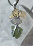Genuine Moldavite, Libyan Desert Glass and Herkimer diamond pendant with a natural 1.6g green Moldavite.