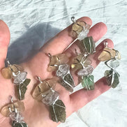 Genuine Moldavite, Libyan Desert Glass and Herkimer diamond pendant with a natural 1.6g green Moldavite.