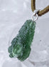 Pure green Moldavite pendant from Chlum, Czech Republic, 3.7 g transparent natural stone with open bubbles set in sterling silver