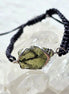 Moldavite bracelet with 1g transparent stone from Chlum on black braided cord