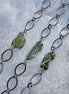 Moldavite bracelet with chunky oval-link chain and 0.8g Chlum stone