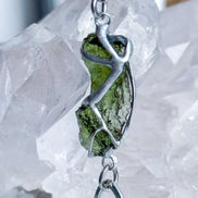 Moldavite bracelet with chunky oval-link chain and 0.8g Chlum stone