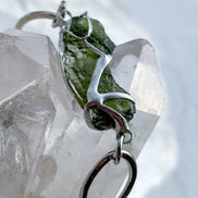 Moldavite bracelet with chunky oval-link chain and 0.8g Chlum stone