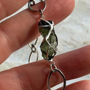 Moldavite bracelet with chunky oval-link chain and 0.8g Chlum stone