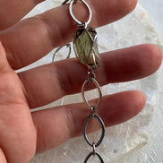 Moldavite bracelet with chunky oval-link chain and 0.8g Chlum stone
