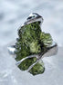 adjustable ring with a genuine 1.77 g raw moldavite from Nesměň in a lead-free tin setting