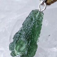 Raw 3.7g Moldavite pendant from Chlum with a sterling silver setting