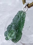 Raw 3.7g Moldavite pendant from Chlum with a sterling silver setting
