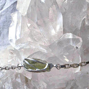 Transparent Chlum Moldavite bracelet with a square-link chain