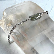 Transparent Chlum Moldavite bracelet with a small square-link chain