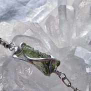 Transparent Chlum Moldavite bracelet with a small square-link chain