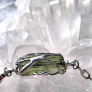Transparent Chlum Moldavite bracelet with a square-link chain
