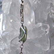 Transparent Chlum Moldavite bracelet with a square-link chain