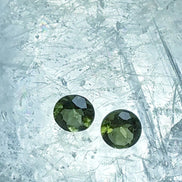 Pair of genuine 5 mm faceted green Moldavites from Chlum, Czech