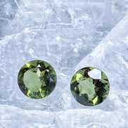 Pair of genuine 5 mm faceted green Moldavites from Chlum, Czech