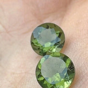 Pair of genuine 5 mm faceted green Moldavites from Chlum, Czech