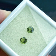 Pair of genuine 5 mm faceted green Moldavites from Chlum, Czech